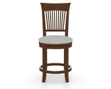 Canadel Upholstered Counter Stool 8270 in 7C Fabric and 19 Cognac Washed and Swivel Base, front view