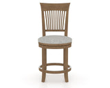 Canadel Upholstered Counter Stool 8270 in 7C Fabric and 25 Pecan Washed and Swivel Base, front view