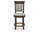 Canadel Upholstered Counter Stool 8270 in 7C Fabric and 29 Hazelnut Washed and Swivel Base, front view