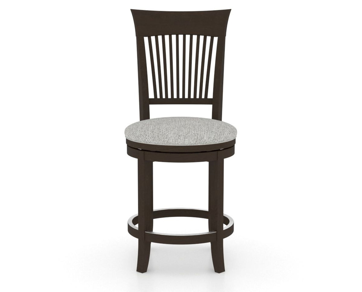 Canadel Upholstered Counter Stool 8270 in 7C Fabric and 59 Davy's Grey and Swivel Base, front view