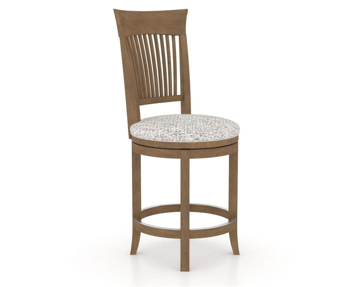 Canadel Upholstered Counter Stool 8270 in FP Crypton® and 25 Pecan Washed and Swivel Base, three-quarter view