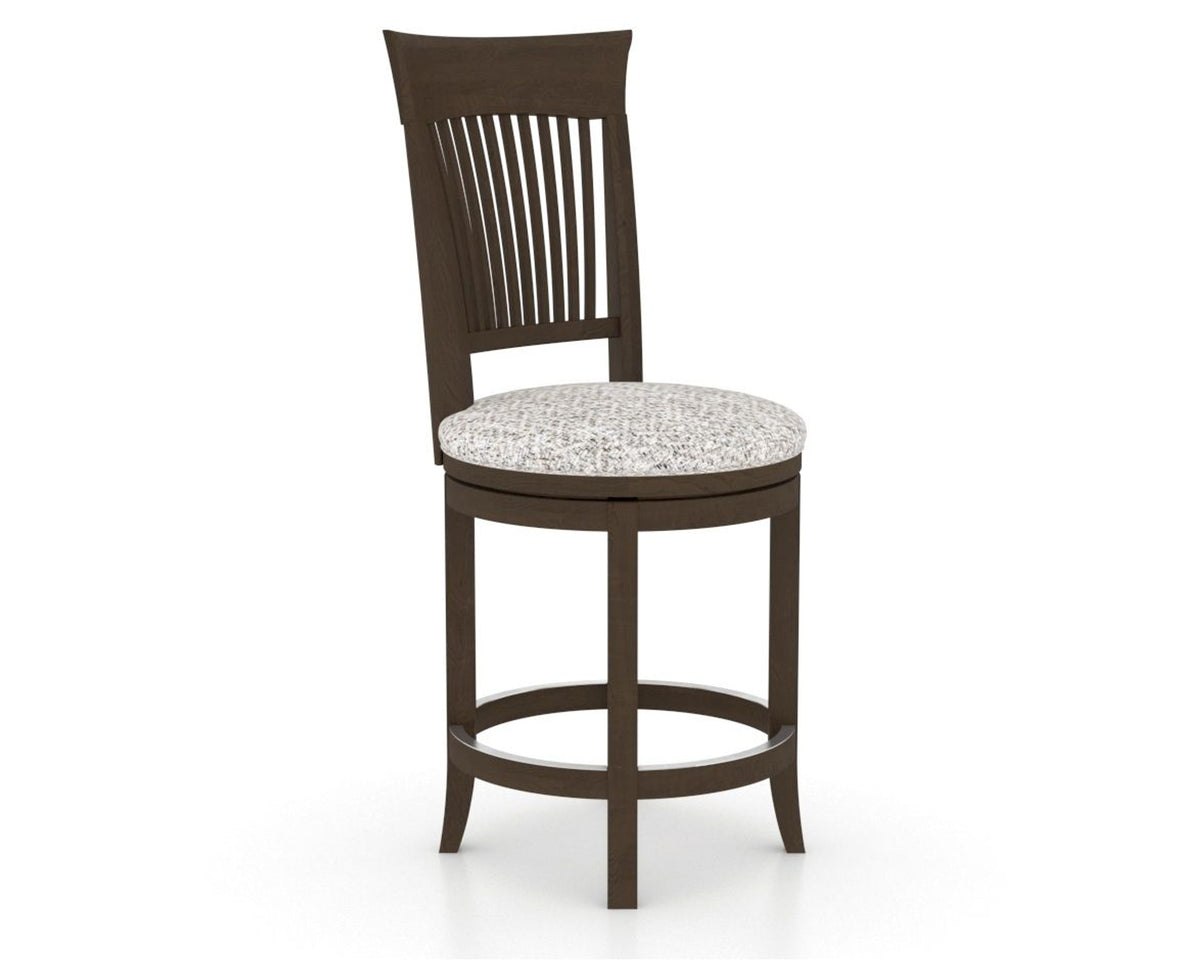 Canadel Upholstered Counter Stool 8270 in FP Crypton® and 29 Hazelnut Washed and Swivel Base, three-quarter view