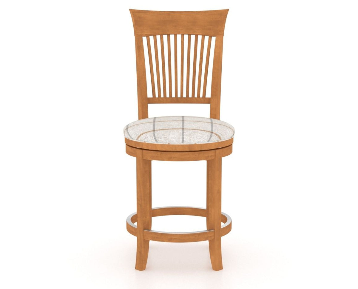 Canadel Upholstered Counter Stool 8270 in OZ Fabric and 01 Honey Washed and Swivel Base, front view