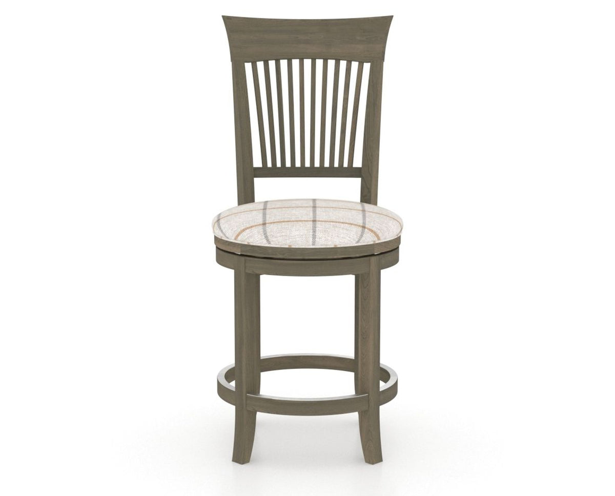 Canadel Upholstered Counter Stool 8270 in OZ Fabric and 08 Shadow and Swivel Base, front view