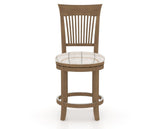 Canadel Upholstered Counter Stool 8270 in OZ Fabric and 25 Pecan Washed and Swivel Base, front view
