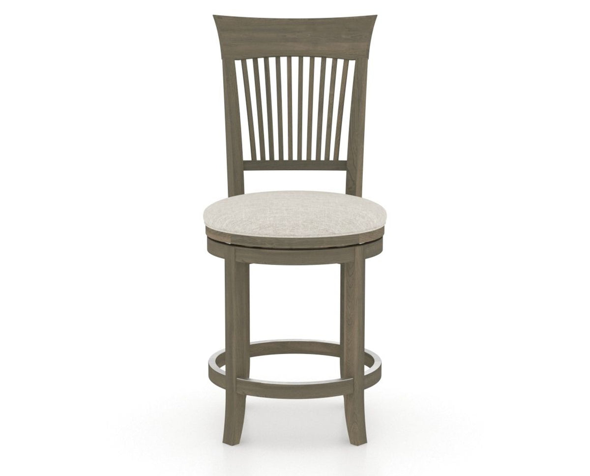 Canadel Upholstered Counter Stool 8270 in TB Fabric and 08 Shadow and Swivel Base, front view