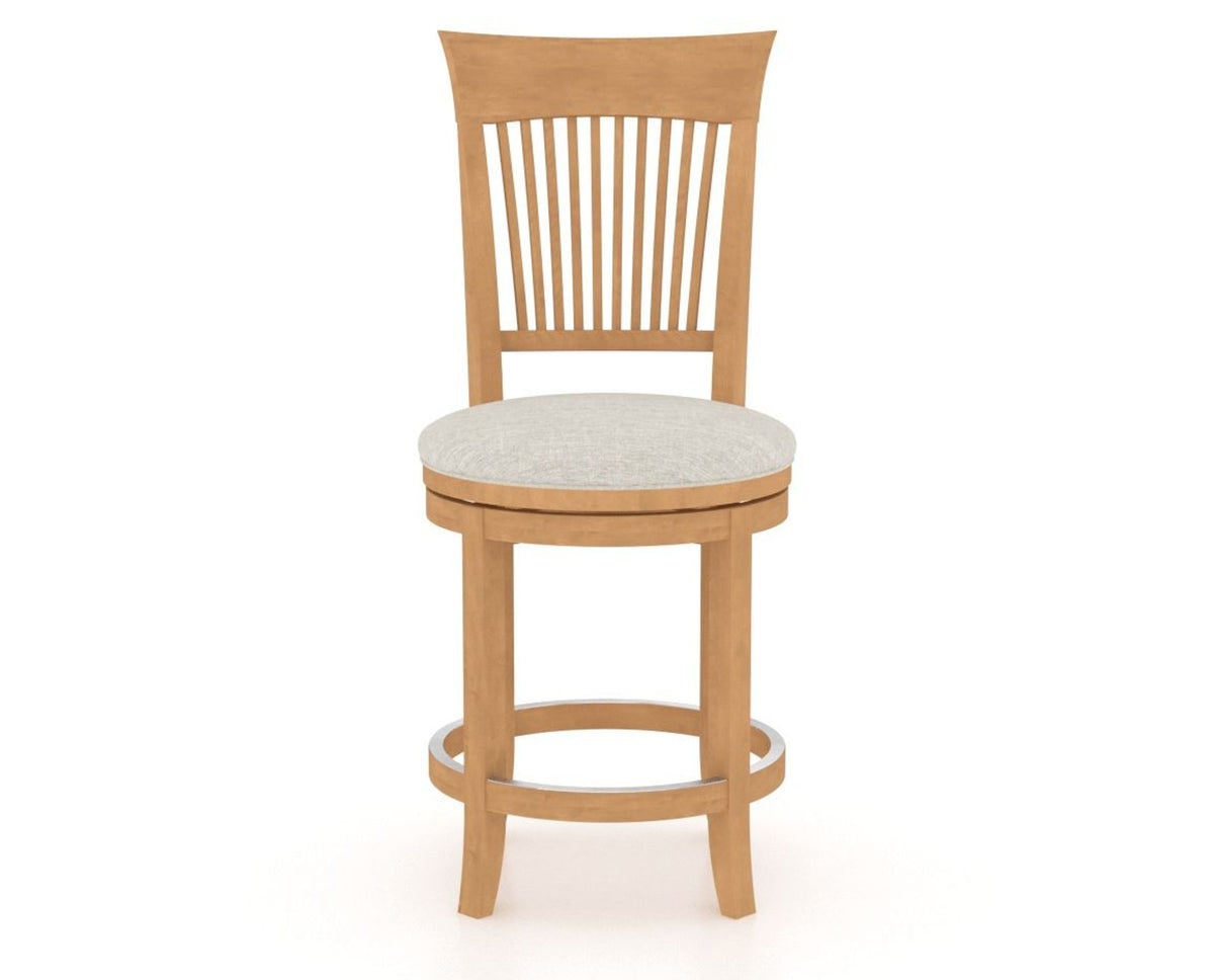 Canadel Upholstered Counter Stool 8270 in TB Fabric and 20 Caramel Washed and Swivel Base, front view