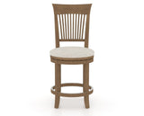 Canadel Upholstered Counter Stool 8270 in TB Fabric and 25 Pecan Washed and Swivel Base, front view