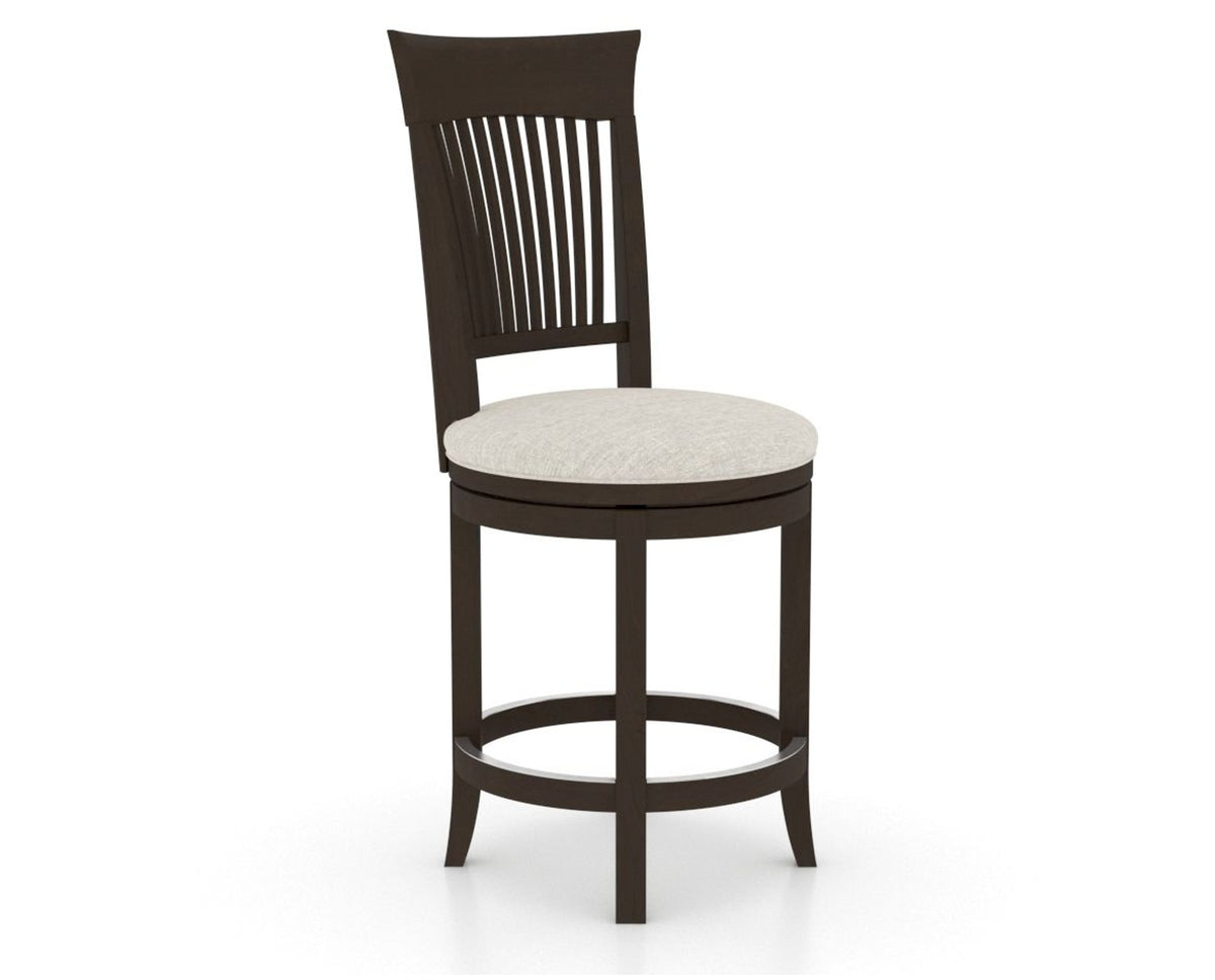 Canadel Upholstered Counter Stool 8270 in TB Fabric and 59 Davy's Grey and Swivel Base, three-quarter view