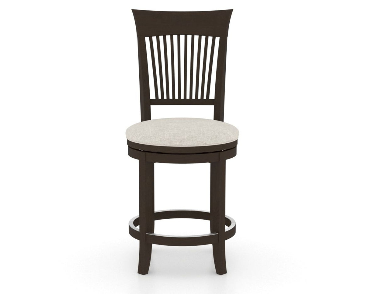 Canadel Upholstered Counter Stool 8270 in TB Fabric and 59 Davy's Grey and Swivel Base, front view