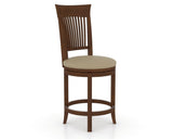 Canadel Upholstered Counter Stool 8270 in XY Faux Leather and 19 Cognac Washed and Swivel Base, three-quarter view