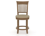 Canadel Upholstered Counter Stool 8270 in XY Faux Leather and 25 Pecan Washed and Swivel Base, front view
