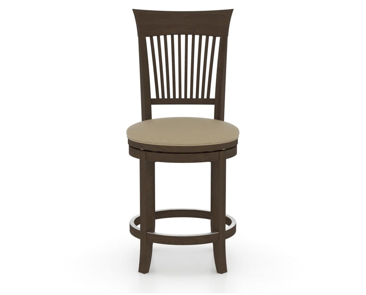 Canadel Upholstered Counter Stool 8270 in XY Faux Leather and 29 Hazelnut Washed and Swivel Base, front view