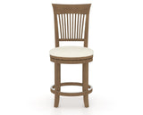 Canadel Upholstered Counter Stool 8270 in YJ Faux Leather and 25 Pecan Washed and Swivel Base, front view