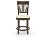 Canadel Upholstered Counter Stool 8270 in YJ Faux Leather and 29 Hazelnut Washed and Swivel Base, front view