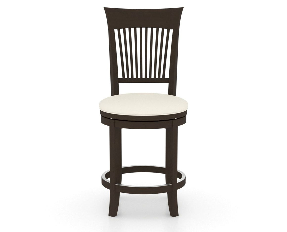 Canadel Upholstered Counter Stool 8270 in YJ Faux Leather and 59 Davy's Grey and Swivel Base, front view