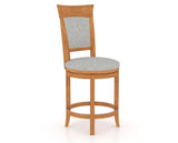 Canadel Upholstered Counter Stool 8274 in 7C Fabric and 01 Honey Washed and Swivel Base, three-quarter view