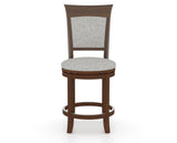 Canadel Upholstered Counter Stool 8274 in 7C Fabric and 19 Cognac Washed and Swivel Base, front view