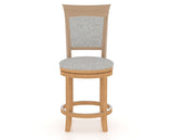 Canadel Upholstered Counter Stool 8274 in 7C Fabric and 20 Caramel Washed and Swivel Base, front view