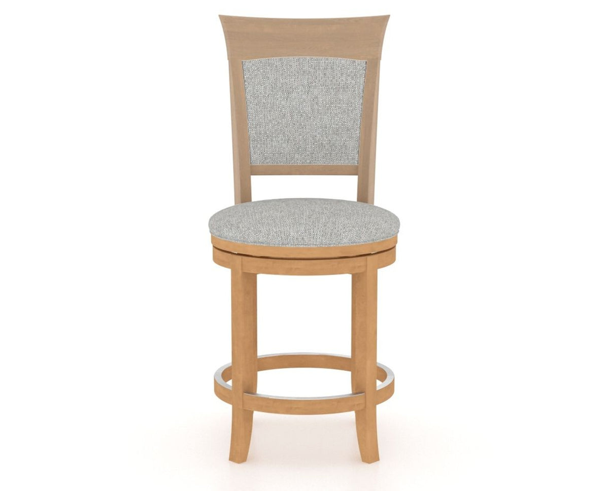 Canadel Upholstered Counter Stool 8274 in 7C Fabric and 20 Caramel Washed and Swivel Base, front view