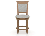 Canadel Upholstered Counter Stool 8274 in 7C Fabric and 25 Pecan Washed and Swivel Base, front view
