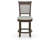 Canadel Upholstered Counter Stool 8274 in 7C Fabric and 29 Hazelnut Washed and Swivel Base, front view