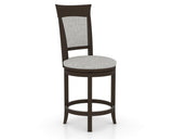 Canadel Upholstered Counter Stool 8274 in 7C Fabric and 59 Davy's Grey and Swivel Base, three-quarter view