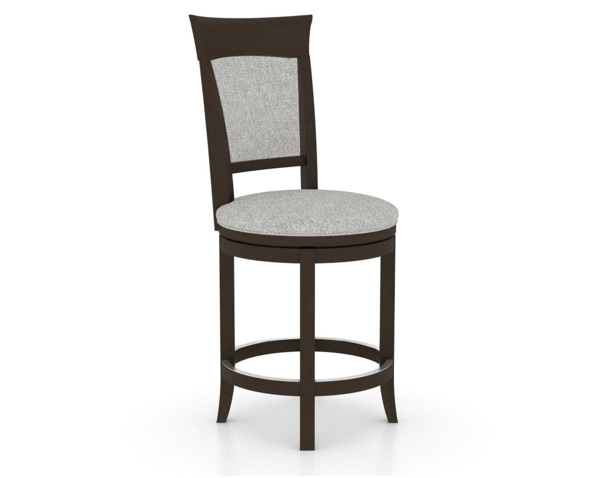 Canadel Upholstered Counter Stool 8274 in 7C Fabric and 59 Davy's Grey and Swivel Base, three-quarter view
