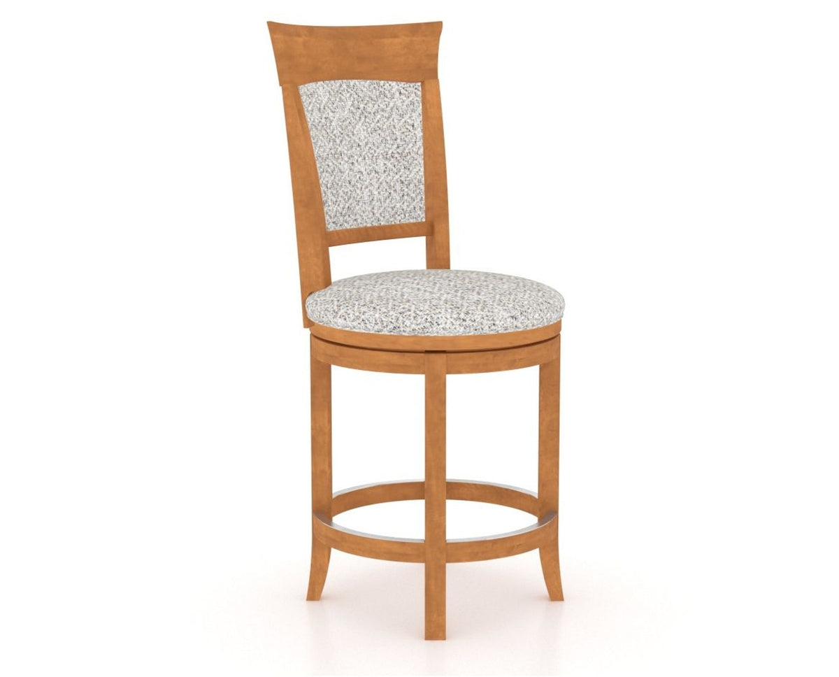 Canadel Upholstered Counter Stool 8274 in FP Crypton® and 01 Honey Washed and Swivel Base, three-quarter view
