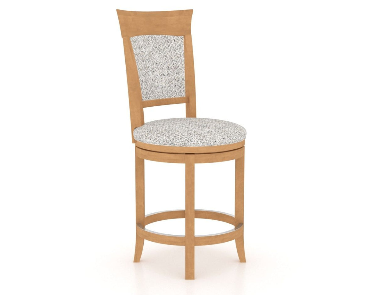 Canadel Upholstered Counter Stool 8274 in FP Crypton® and 20 Caramel Washed and Swivel Base, three-quarter view