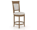 Canadel Upholstered Counter Stool 8274 in FP Crypton® and 25 Pecan Washed and Swivel Base, three-quarter view