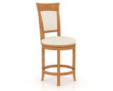 Canadel Upholstered Counter Stool 8274 in FT InsideOut® and 01 Honey Washed and Swivel Base, three-quarter view