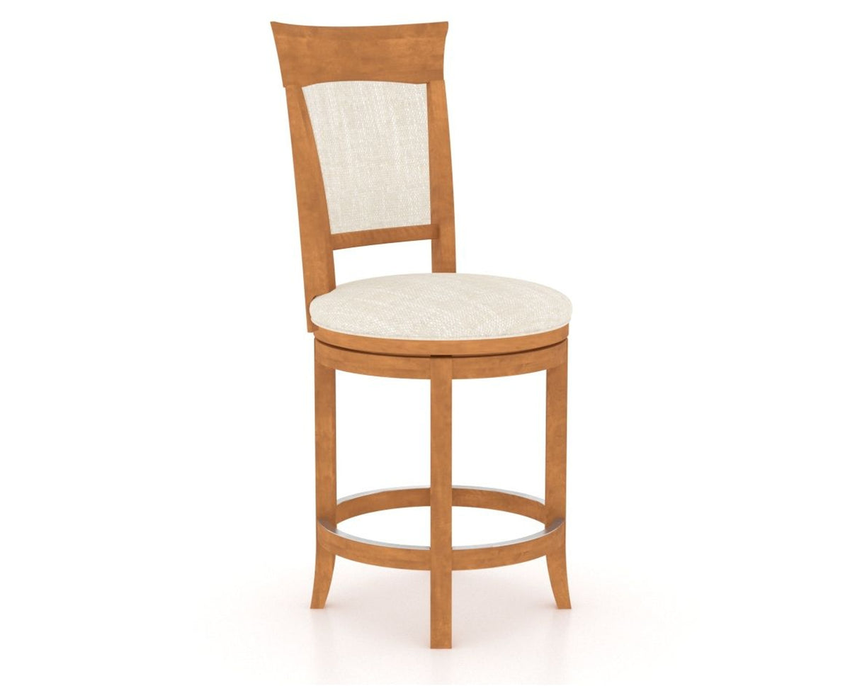 Canadel Upholstered Counter Stool 8274 in FT InsideOut® and 01 Honey Washed and Swivel Base, three-quarter view