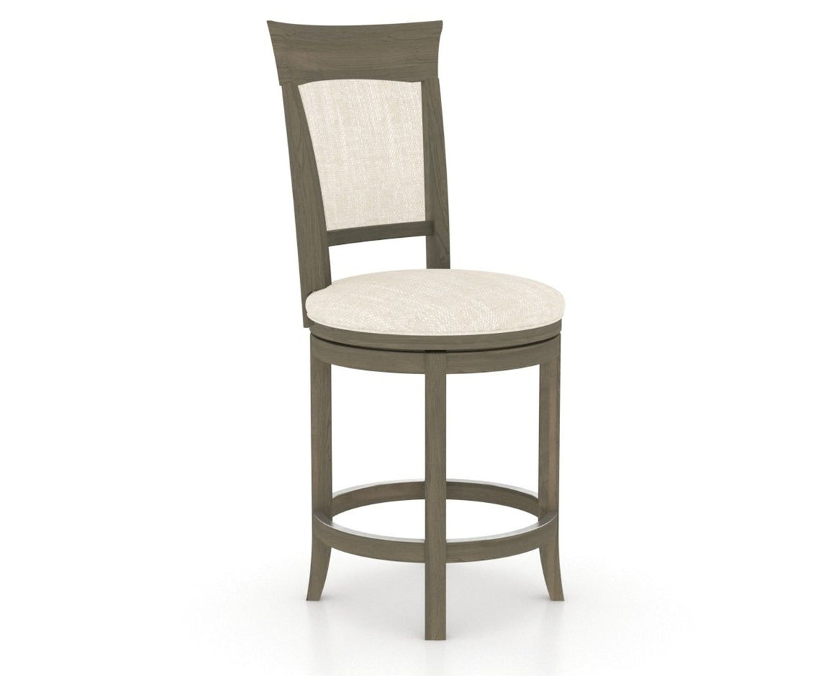 Canadel Upholstered Counter Stool 8274 in FT InsideOut® and 08 Shadow and Swivel Base, three-quarter view