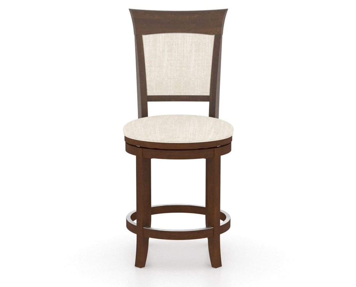 Canadel Upholstered Counter Stool 8274 in FT InsideOut® and 19 Cognac Washed and Swivel Base, front view