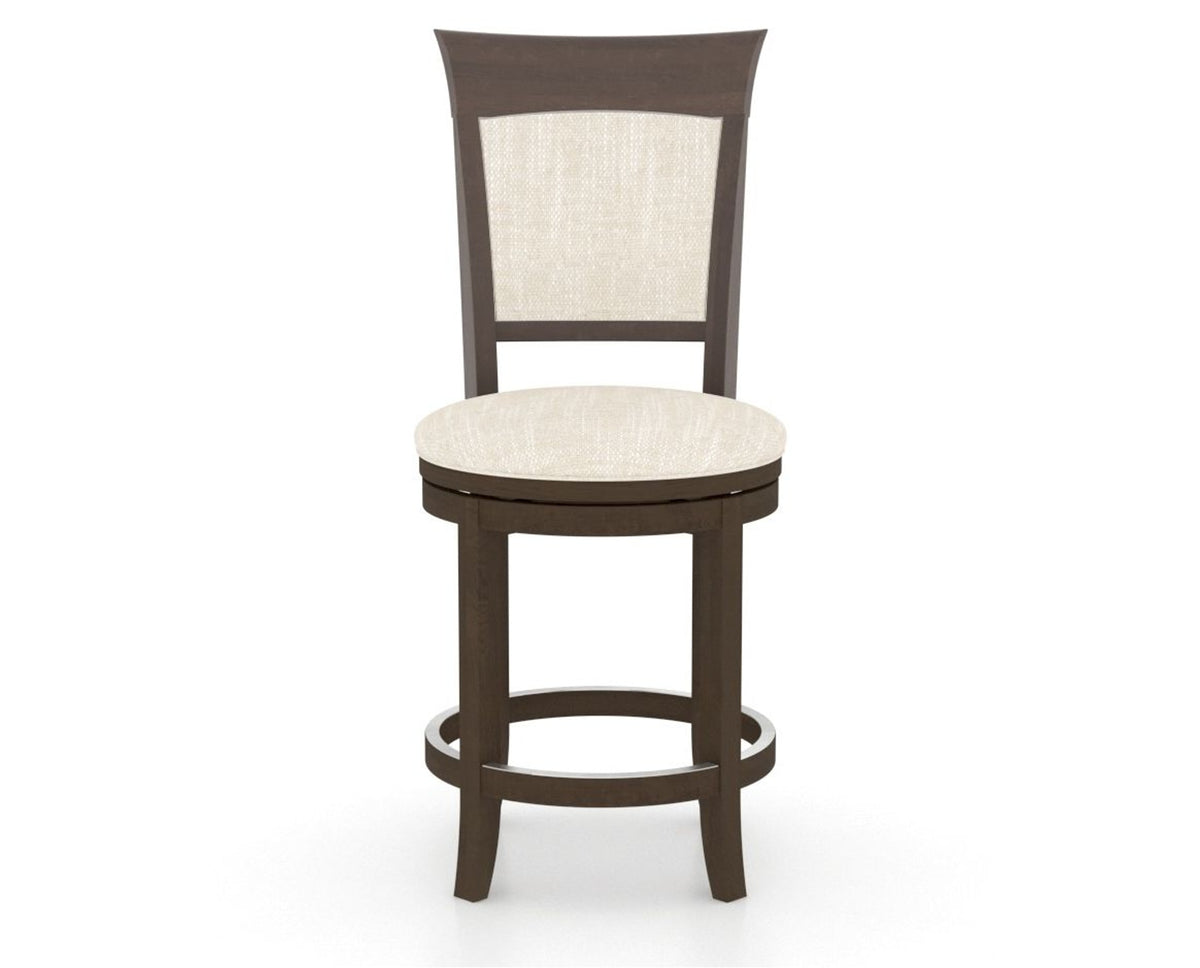 Canadel Upholstered Counter Stool 8274 in FT InsideOut® and 29 Hazelnut Washed and Swivel Base, front view