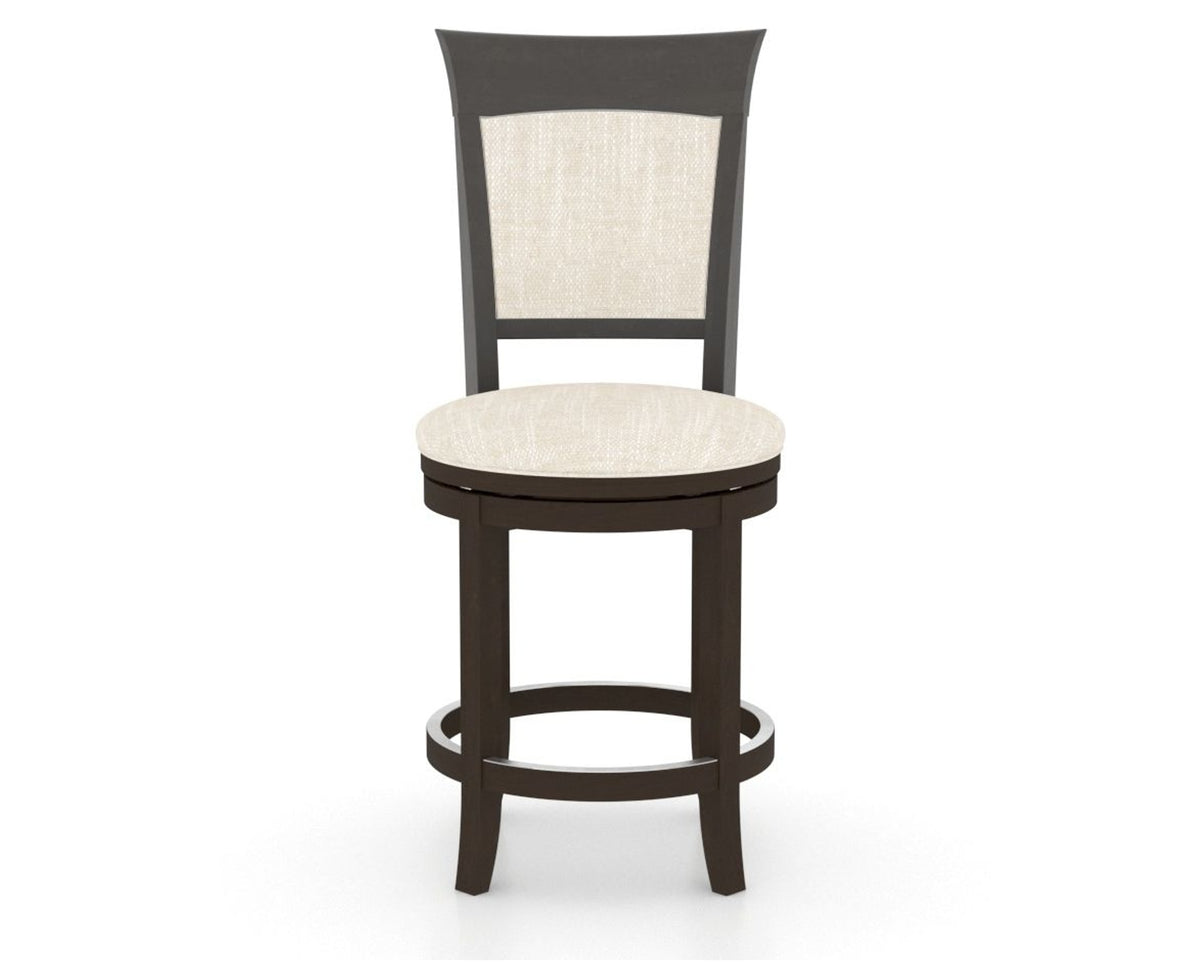 Canadel Upholstered Counter Stool 8274 in FT InsideOut® and 59 Davy's Grey and Swivel Base, front view