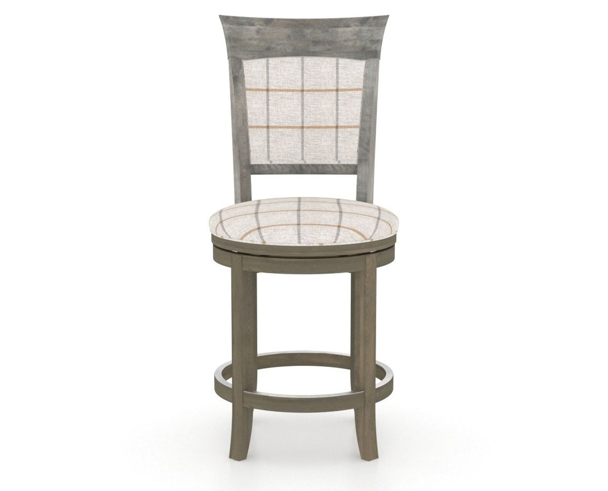 Canadel Upholstered Counter Stool 8274 in OZ Fabric and 08 Shadow and Swivel Base, front view