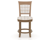 Canadel Upholstered Counter Stool 8274 in OZ Fabric and 25 Pecan Washed and Swivel Base, front view