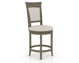 Canadel Upholstered Counter Stool 8274 in TB Fabric and 08 Shadow and Swivel Base, three-quarter view