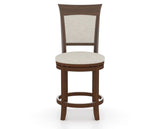 Canadel Upholstered Counter Stool 8274 in TB Fabric and 19 Cognac Washed and Swivel Base, front view