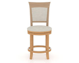 Canadel Upholstered Counter Stool 8274 in TB Fabric and 20 Caramel Washed and Swivel Base, front view