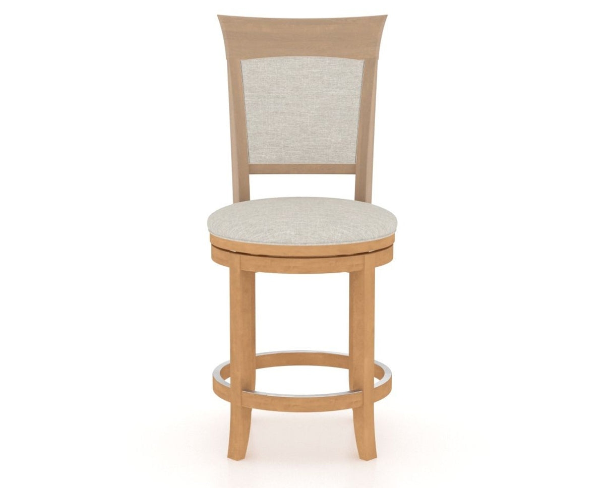 Canadel Upholstered Counter Stool 8274 in TB Fabric and 20 Caramel Washed and Swivel Base, front view