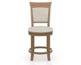 Canadel Upholstered Counter Stool 8274 in TB Fabric and 25 Pecan Washed and Swivel Base, front view