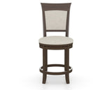 Canadel Upholstered Counter Stool 8274 in TB Fabric and 29 Hazelnut Washed and Swivel Base, front view