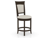 Canadel Upholstered Counter Stool 8274 in TB Fabric and 59 Davy's Grey and Swivel Base, three-quarter view