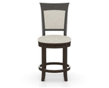 Canadel Upholstered Counter Stool 8274 in TB Fabric and 59 Davy's Grey and Swivel Base, front view