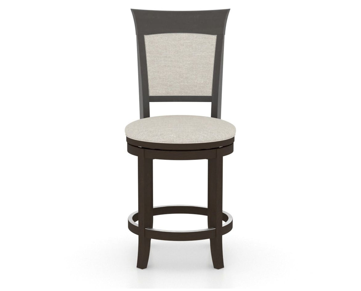 Canadel Upholstered Counter Stool 8274 in TB Fabric and 59 Davy's Grey and Swivel Base, front view
