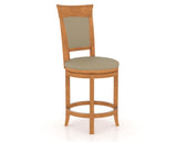 Canadel Upholstered Counter Stool 8274 in XY Faux Leather and 01 Honey Washed and Swivel Base, three-quarter view