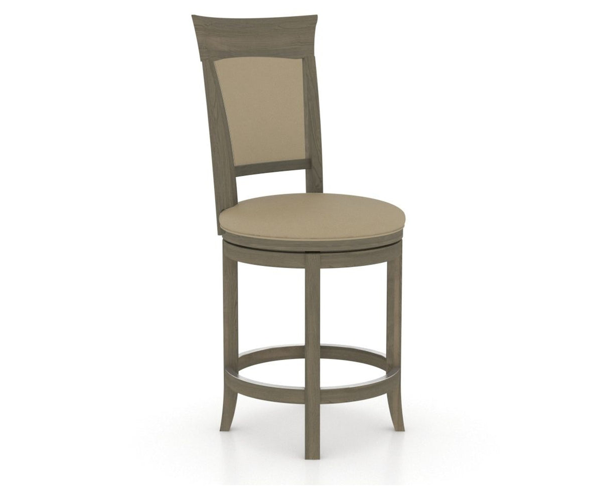 Canadel Upholstered Counter Stool 8274 in XY Faux Leather and 08 Shadow and Swivel Base, three-quarter view